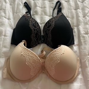 Set of 2 SOMA Memorable Lace Trim Push Up Bras 34D